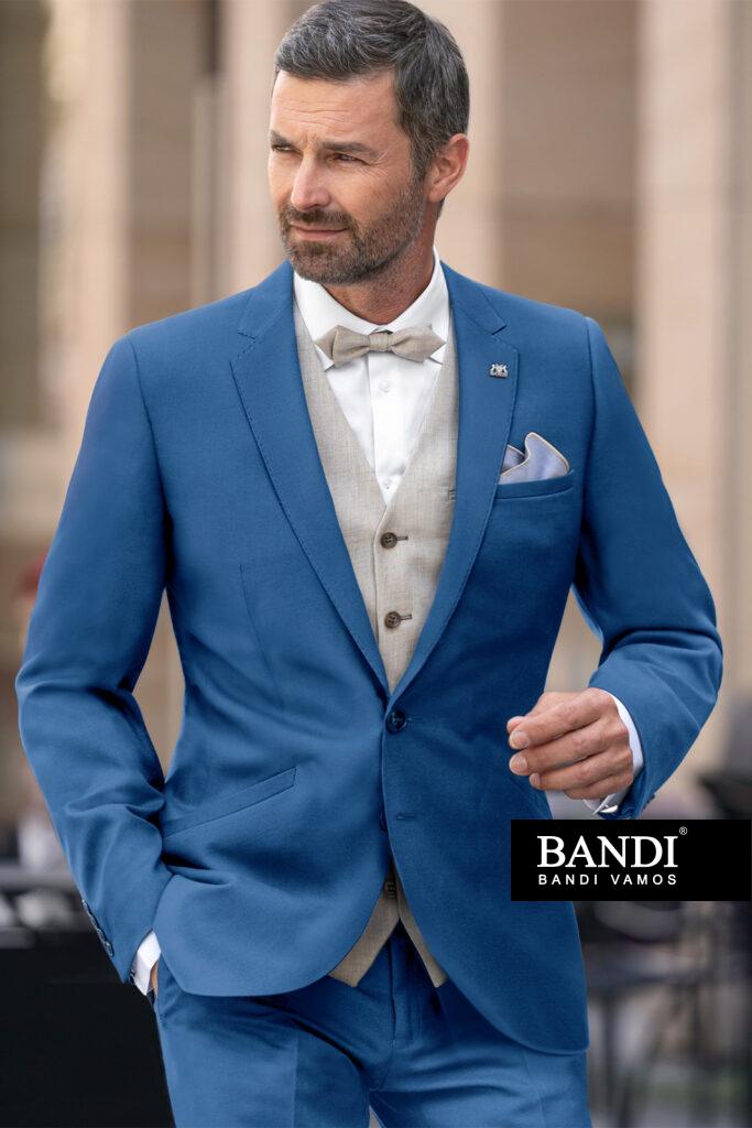 Modrý pánsky oblek BANDI, Arturo, Slim Fit, spoločenský outfit