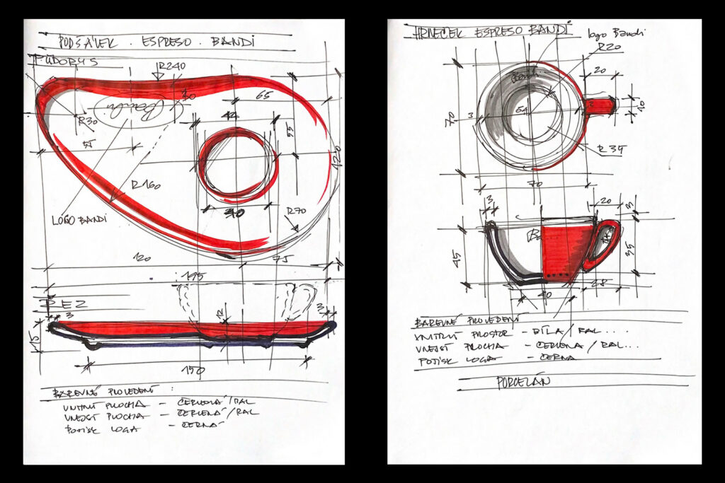 Design projekt šálky a podšálky na kávu BANDI