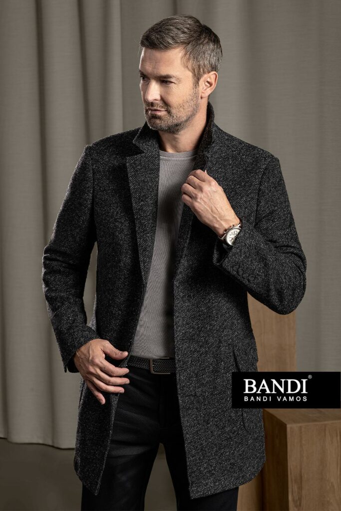 Pánsky jarný - jesenný kabát SLIM LUCASSO Antracit