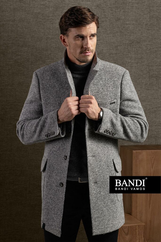 Pánsky jarný - jesenný kabát SLIM LUCASSO Grigio