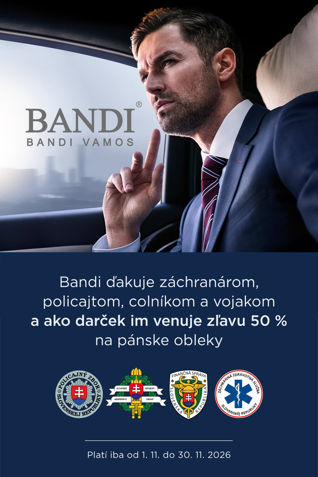 Poďakovanie zložkám IZS a vojakom, obleky so zľavou 50 %